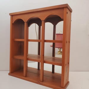 Large wooden curio display / vintage shadow box - Vintage Wooden Shelf for Knick Knacks Trinkets Curiosity Shelf Cup Saucer Curio Wall Shelf