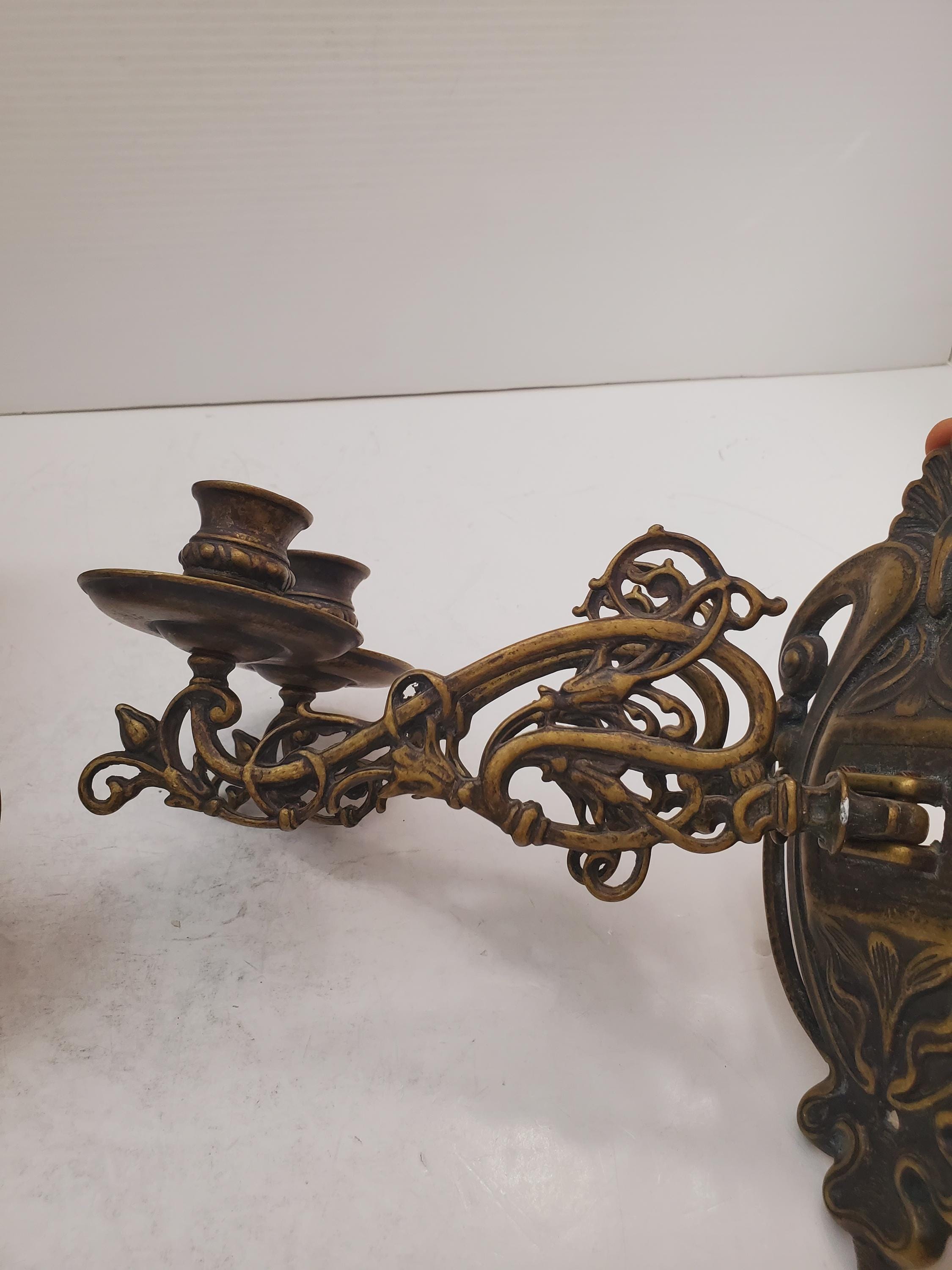 ヴィンテージ真鍮壁取り付け用燭台キャンドルホルダー真鍮壁