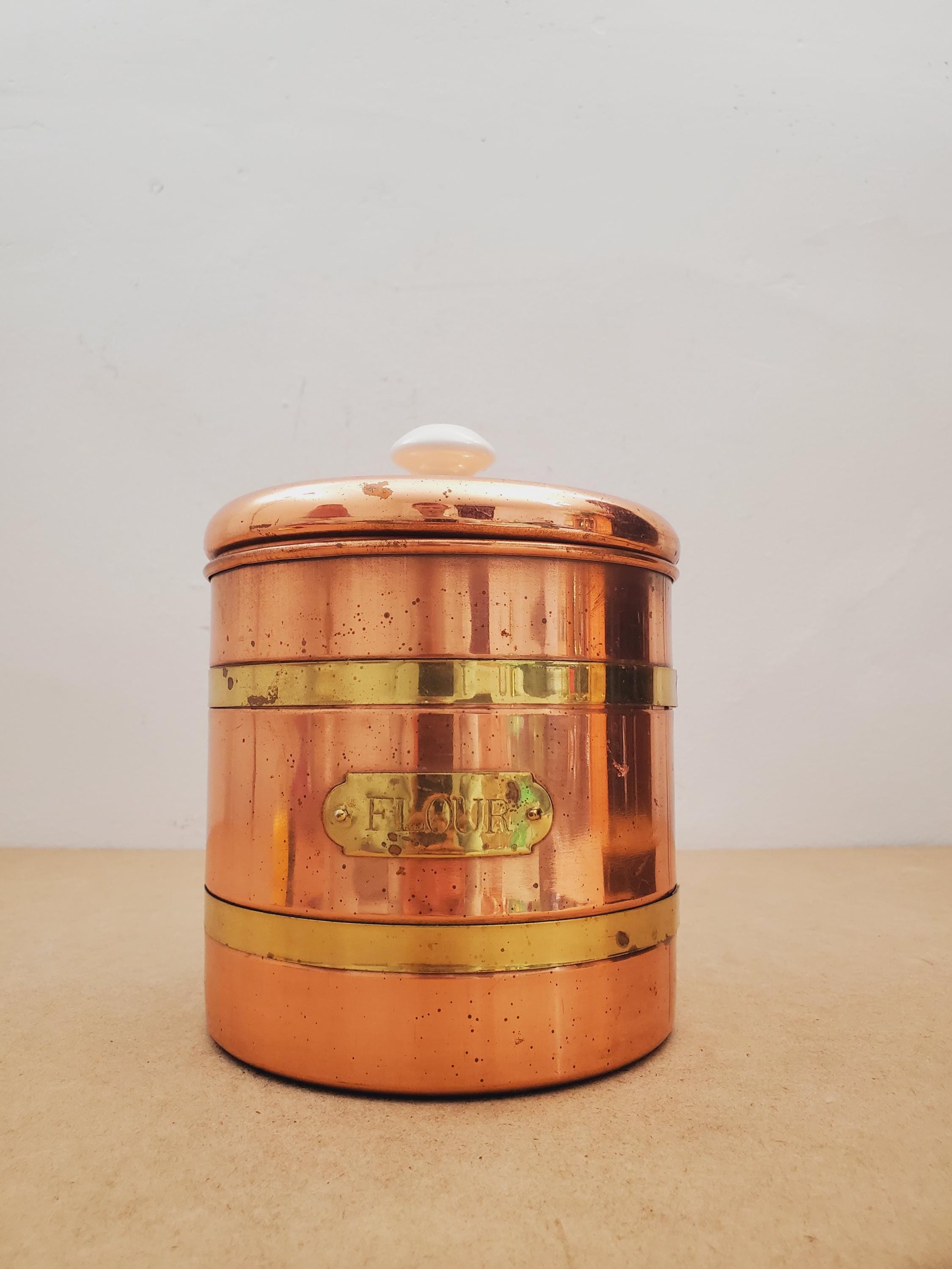 純銅ラウンド 99.9%以上 FINE COPPER 40ミリx50枚カプセル付 Vintage Copper Flour Canister by Benjamin & Medwin/ Copper and