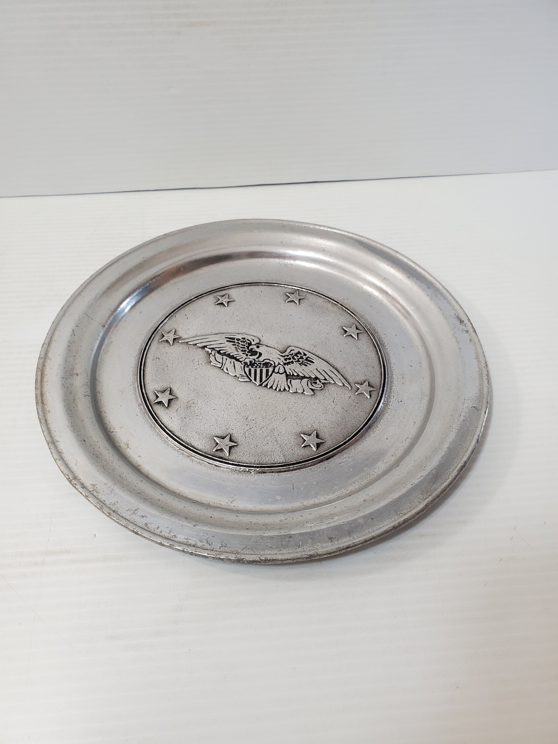 Pewter Wilton Armetale Patriotic Eagle Stars Pewter Display Plate