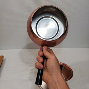 Handmade Copper Frying Pans Handmade Copper Pot. Brass Handled Copper Pot Special Gift zdjęcie 10