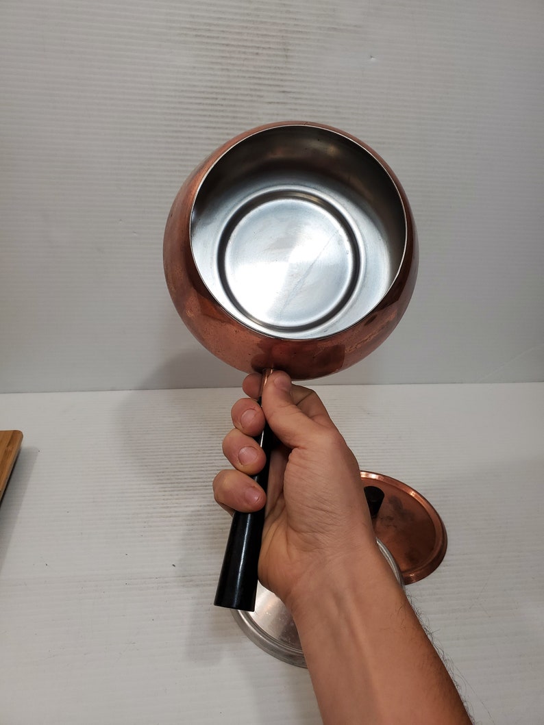 Handmade Copper Frying Pans Handmade Copper Pot. Brass Handled Copper Pot Special Gift zdjęcie 10