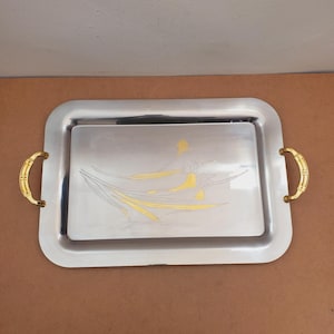 Vintage Italian Stainless Serving Tray Wedding Server Gift Stainless Steel Inox Made in Italy Large Entertaining Elegant Platter