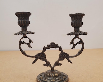 Candelabros vintage / Candelabros de 2 brazos / Candelabros perfectos para bodas Candelabro de latón vintage - Exhibición de mesa