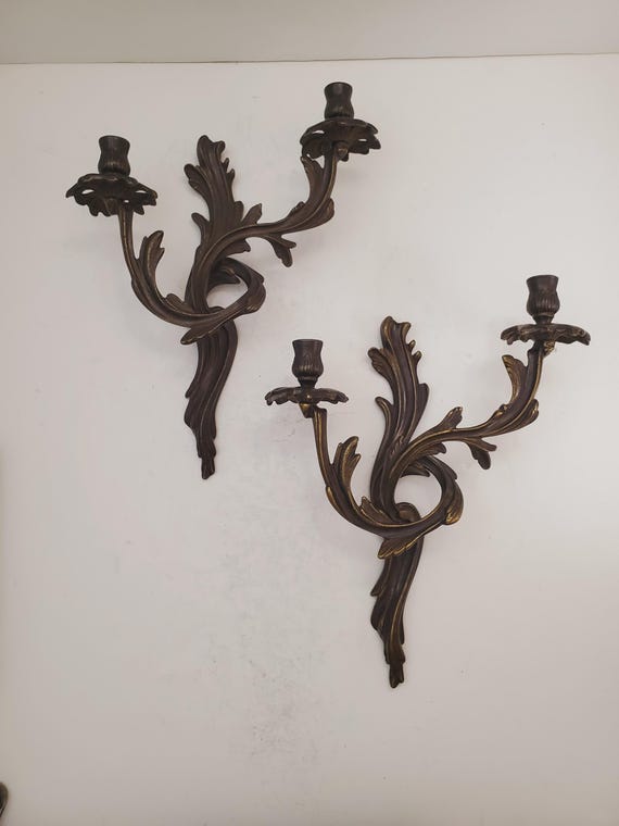 ヴィンテージ真鍮キャンドル壁取り付け用燭台 ヴィンテージ真鍮壁取り付け用燭台キャンドルホルダー真鍮壁取り付け用