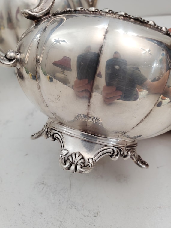 シルバープレート 脚付きティー ティーポット サーバー セット