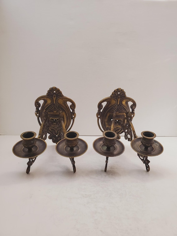 ヴィンテージ真鍮キャンドル壁取り付け用燭台 ヴィンテージ真鍮壁取り付け用燭台キャンドルホルダー真鍮壁