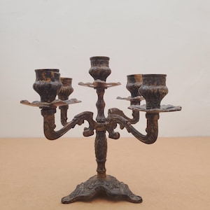 Vintage candelabra candle holders/ 5 arm candelabras/ candelabra perfect for wedding Vintage Brass Candle Holder - Table Display