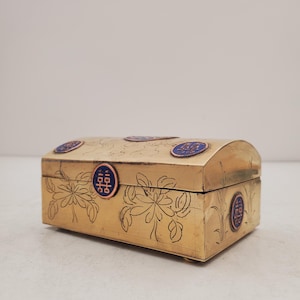 Vintage brass Wood Lined Humidor Small Storage Box Stash Box Trinket Box Retro brass Decor Storage