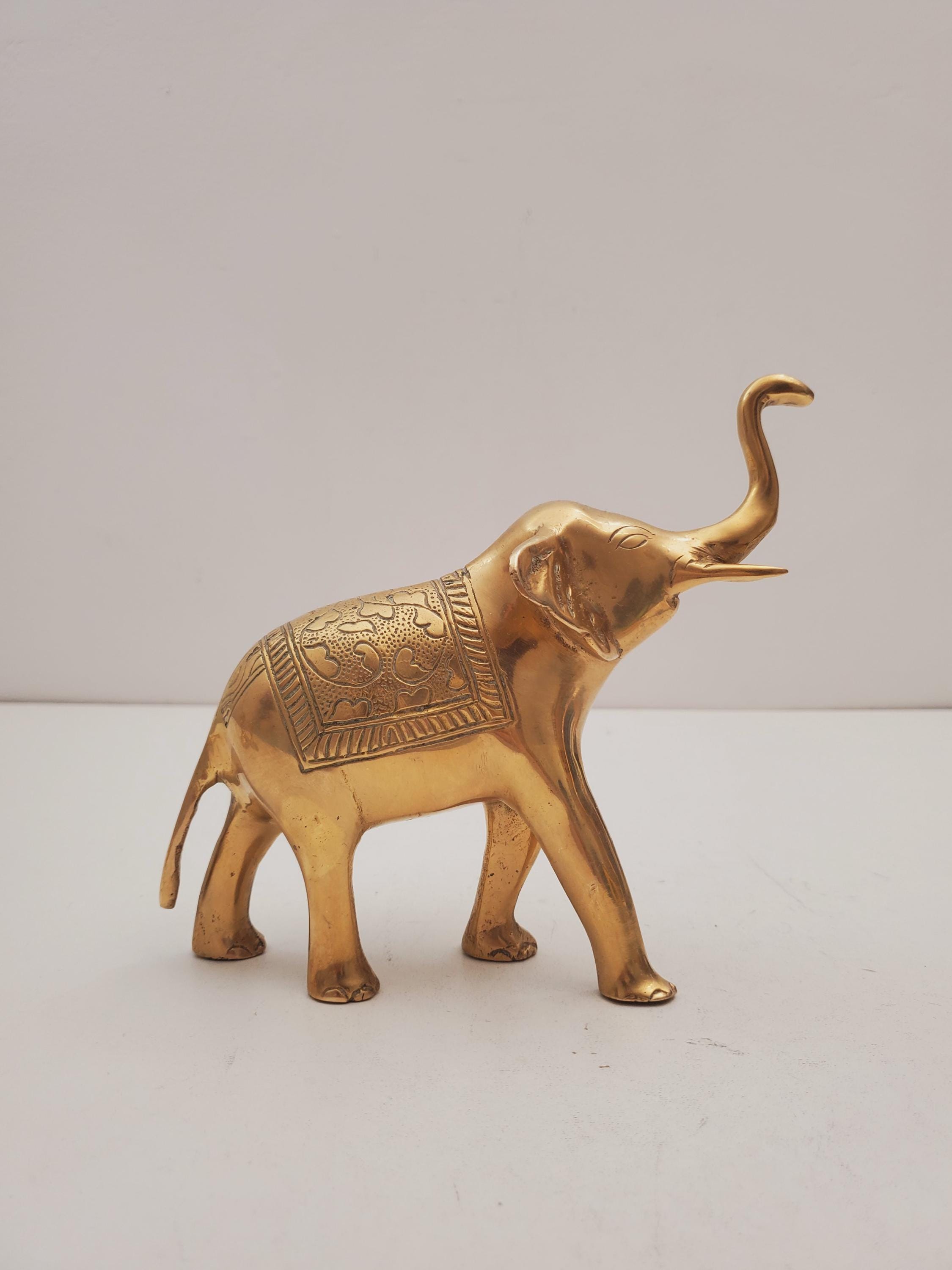 Handcrafted Solid Brass Elephant Figurine - Cute Home Decor Accent