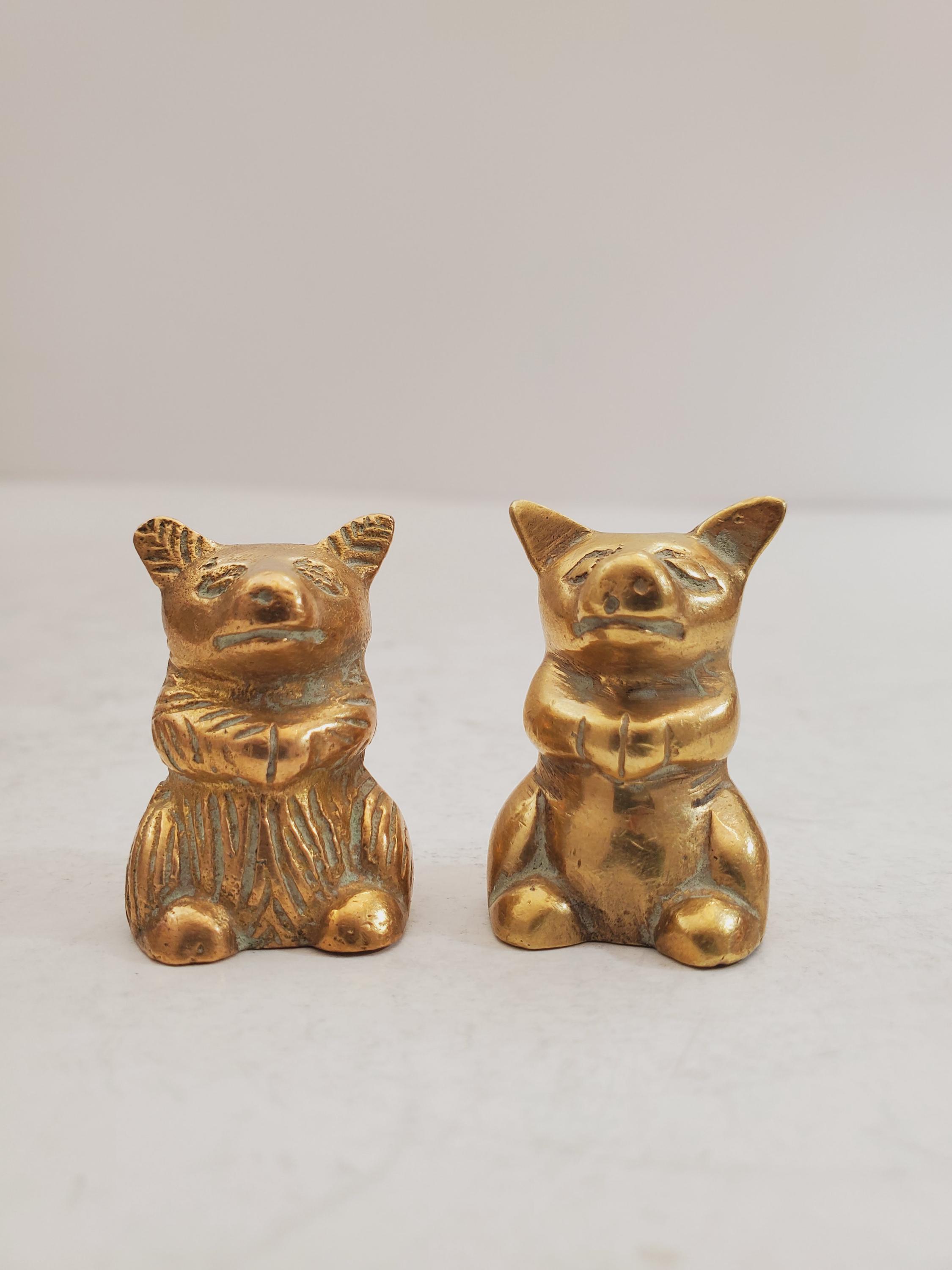 ヴィンテージ真鍮製クマ | 緑青 | ミッドセンチュリー | 動物の置物