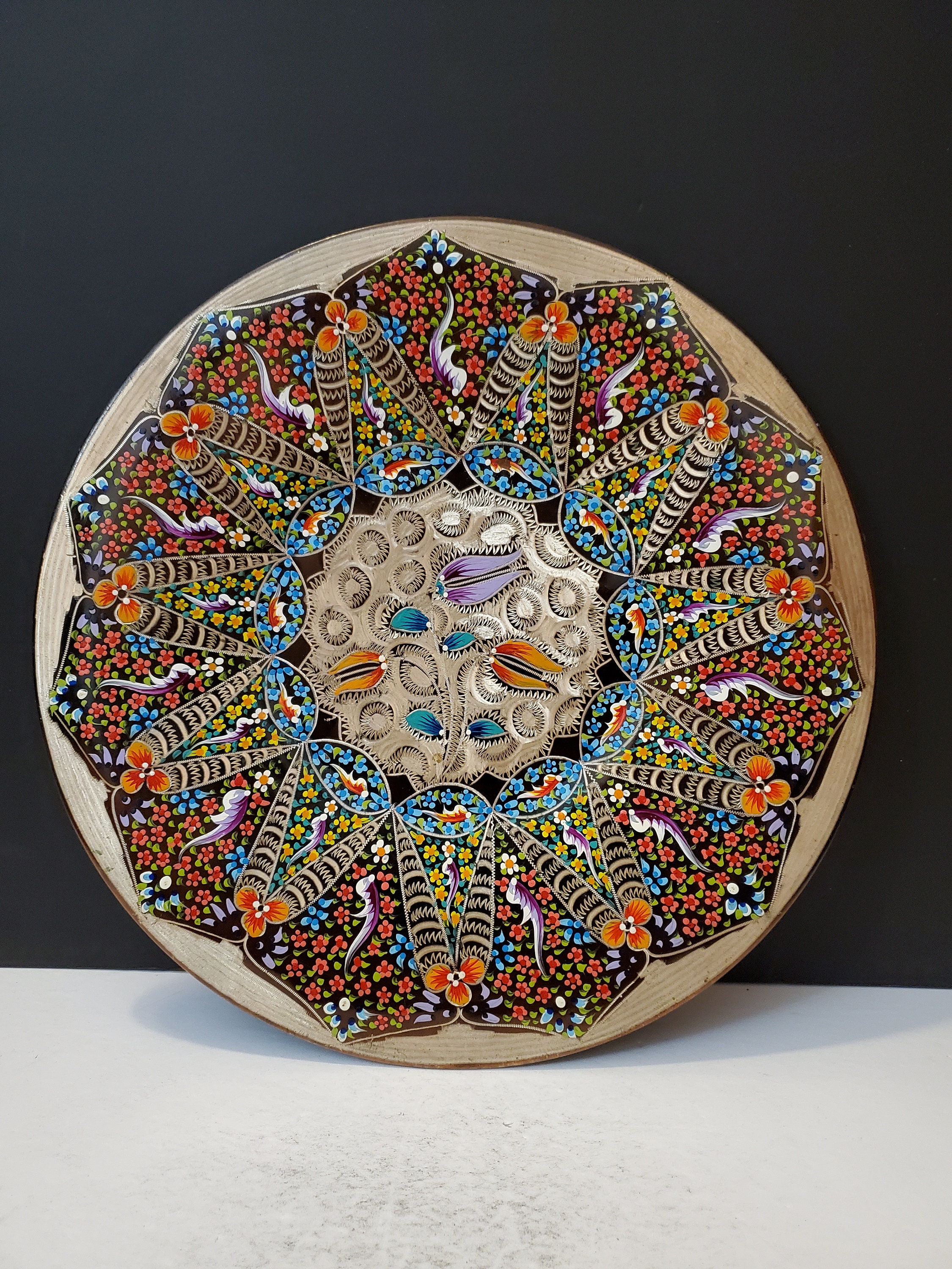 Wall hanging copper plate antique souvenir multicolor hand Etsy