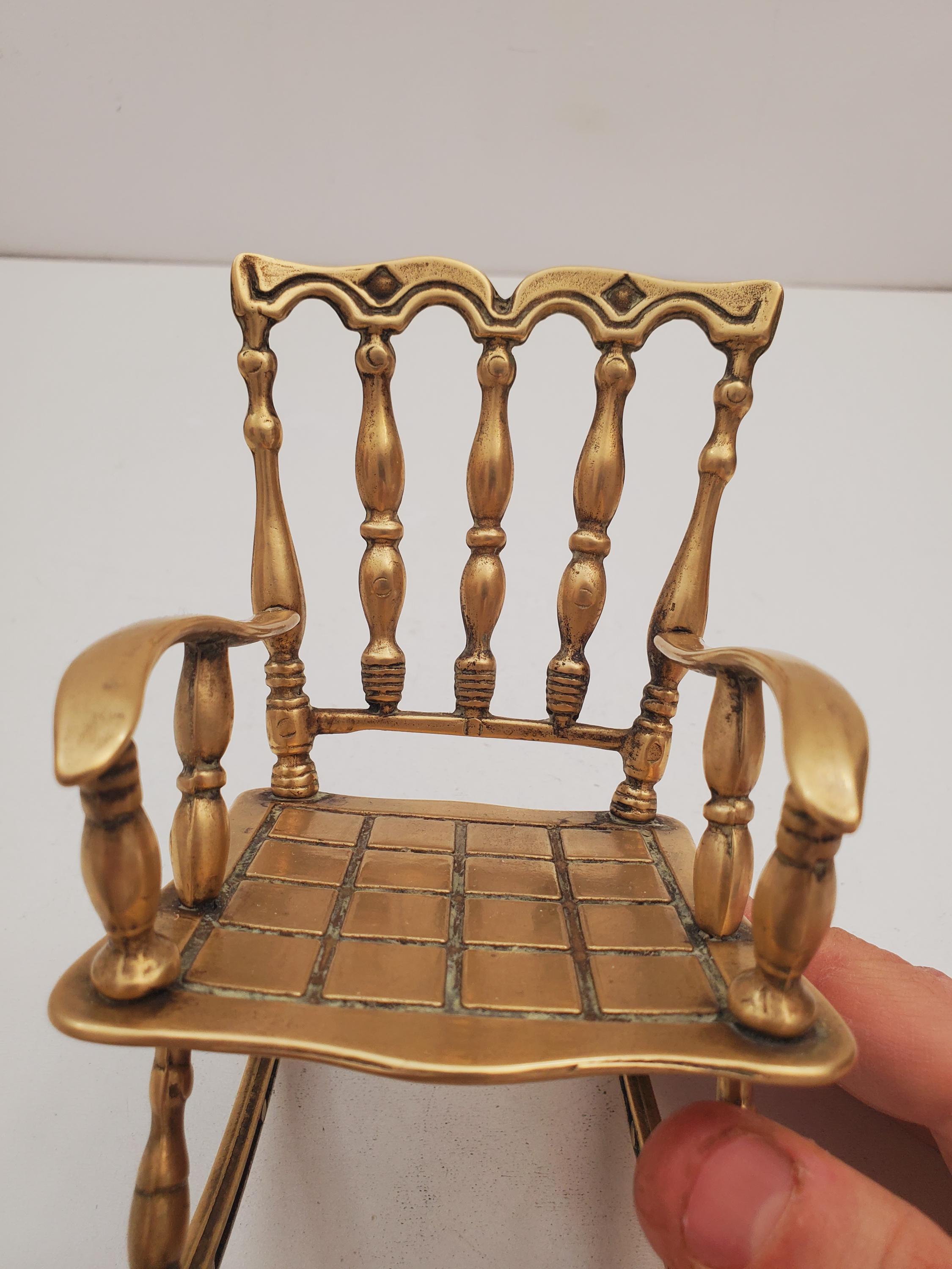 Decorative Vintage Brass Rocking Chair, Accent Piece, Doll Rocker ...