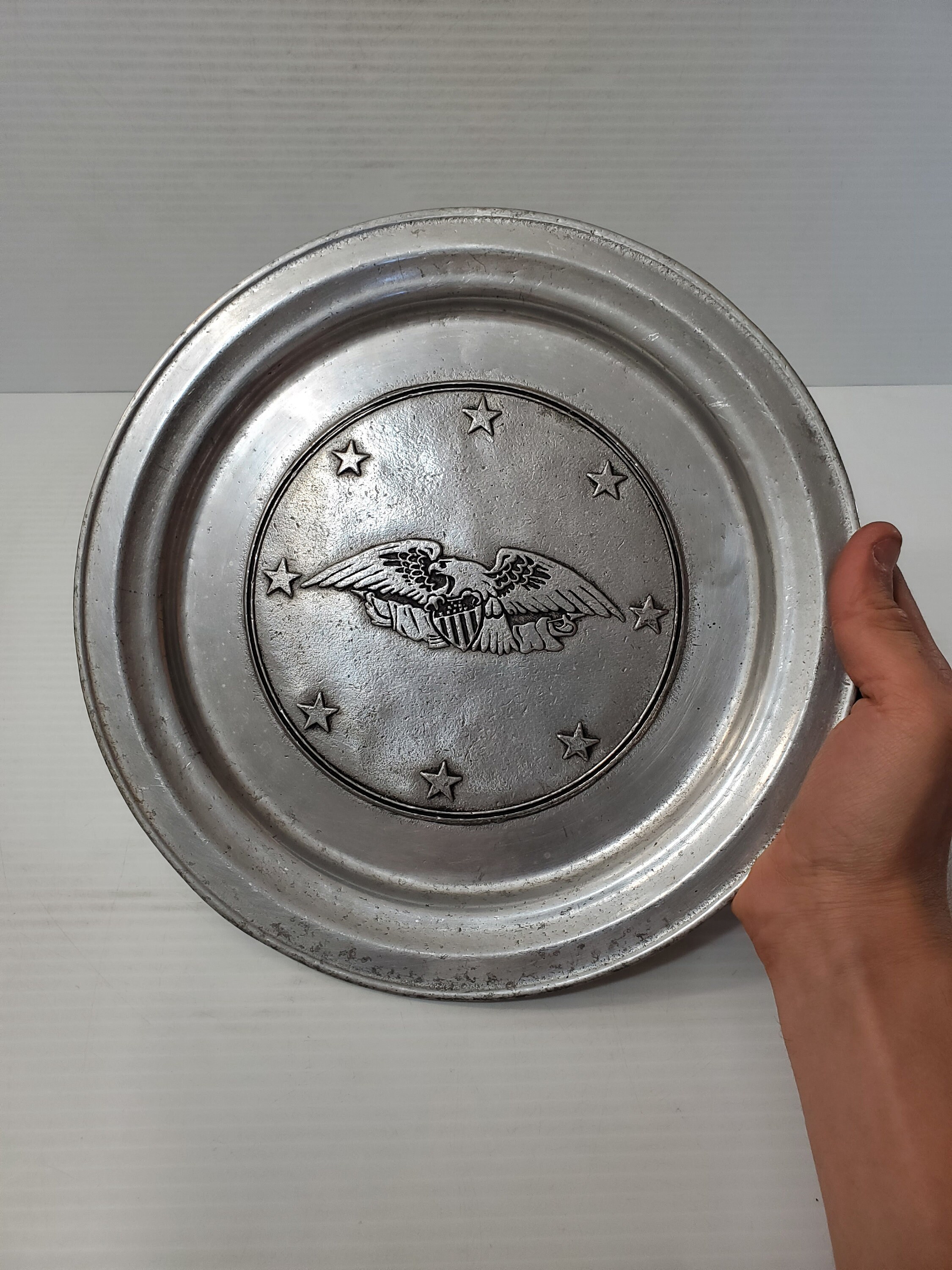 Pewter Wilton Armetale Patriotic Eagle Stars Pewter Display Plate