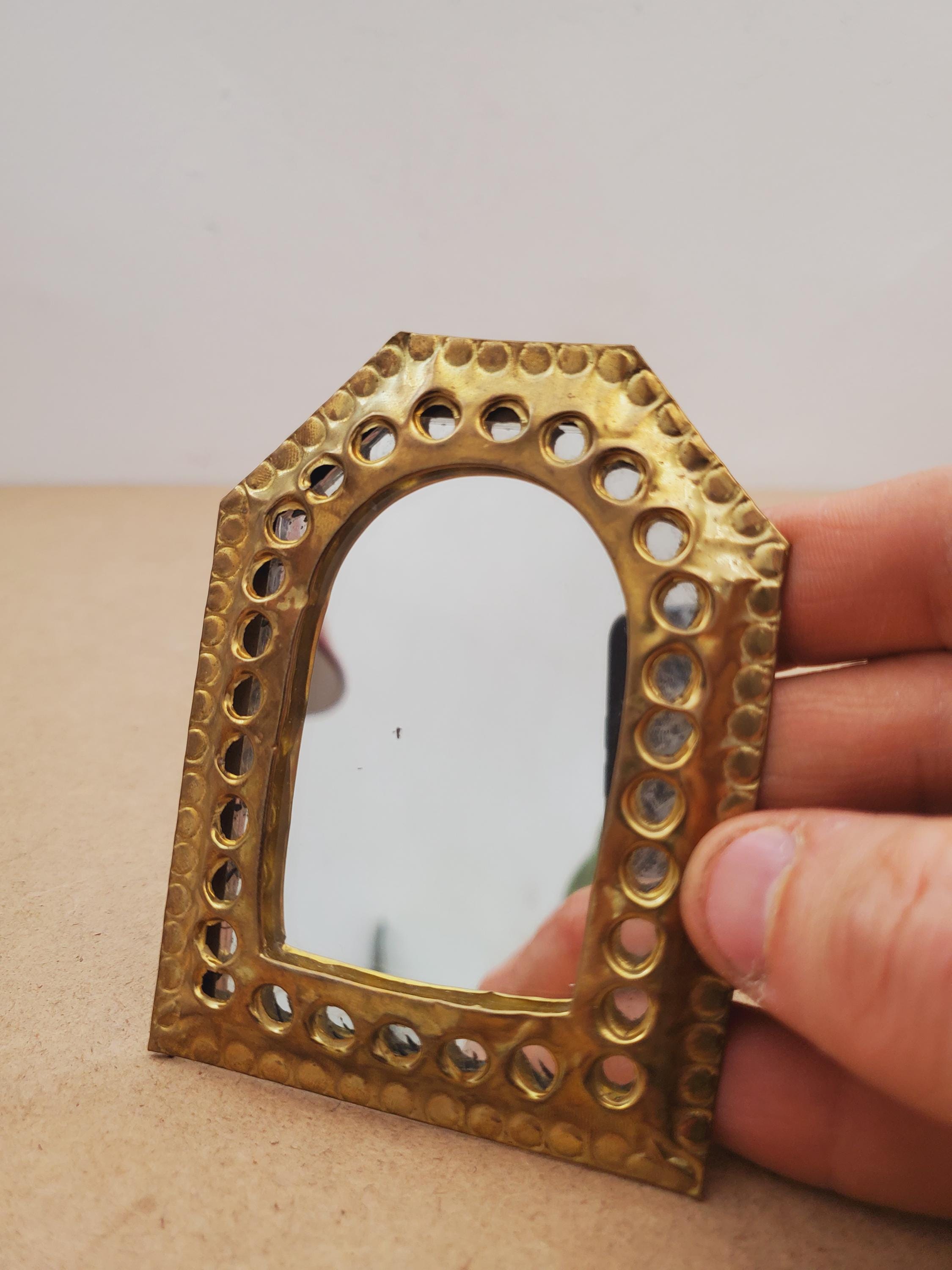 Small Mirror,Hand Mirror ,Brass Mirror,Moroccan Mirror,Decorative Mirror,Pocket Mirror,Wall Brass Decor,Moroccan Decor