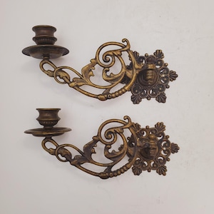 vintage Brass Wall Sconce Candle holder brass wall sconces candle sconces decorative candle sconce ornate wall decor set of tow