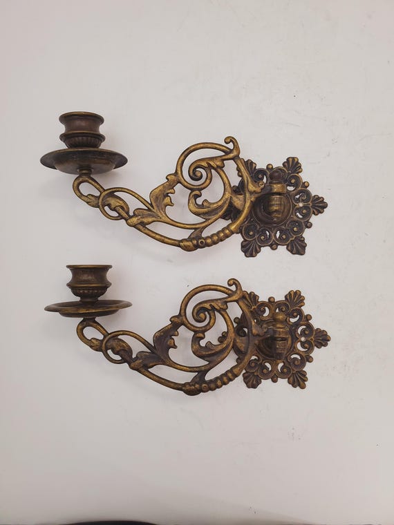 ヴィンテージ真鍮キャンドル壁取り付け用燭台 ヴィンテージ真鍮壁取り付け用燭台キャンドルホルダー真鍮壁