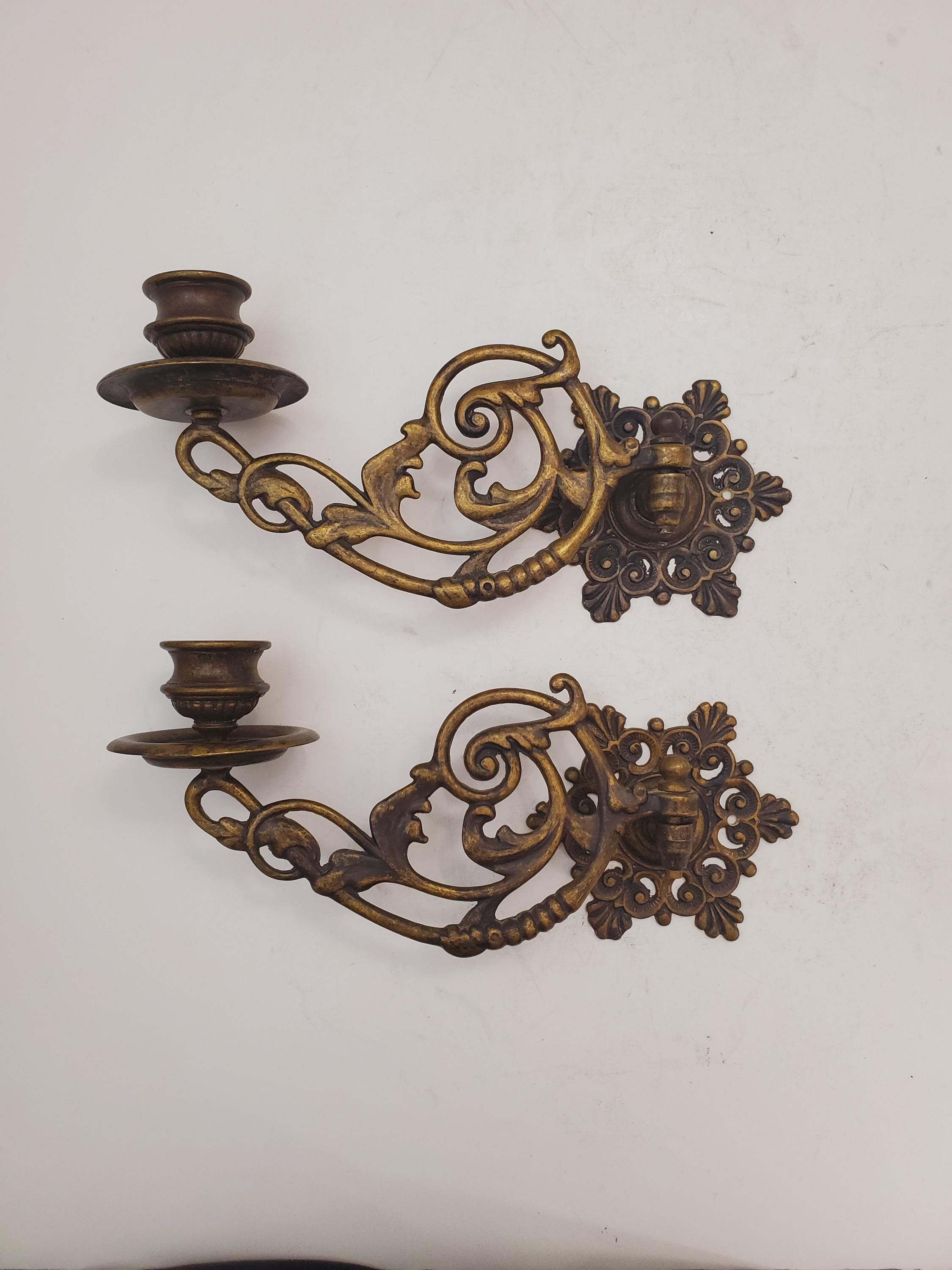 ヴィンテージ真鍮キャンドル壁取り付け用燭台 ヴィンテージ真鍮壁取り付け用燭台キャンドルホルダー真鍮壁取り付け用