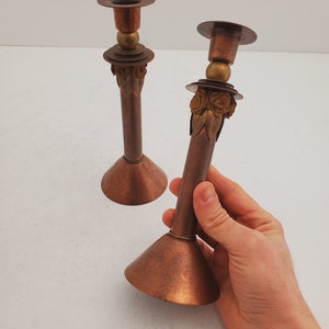 Vintage Brass Candlesticks , Solid Brass Candle Holders, Sold together , Brass Wedding Decor, Antique Brass set of tow image 9