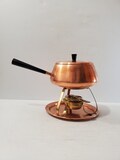Copper Fondue Set 1960s  | Vintage Fondue Pot | 60s Dining | Mid Century Modern Dining | Copper and Brass Serveware