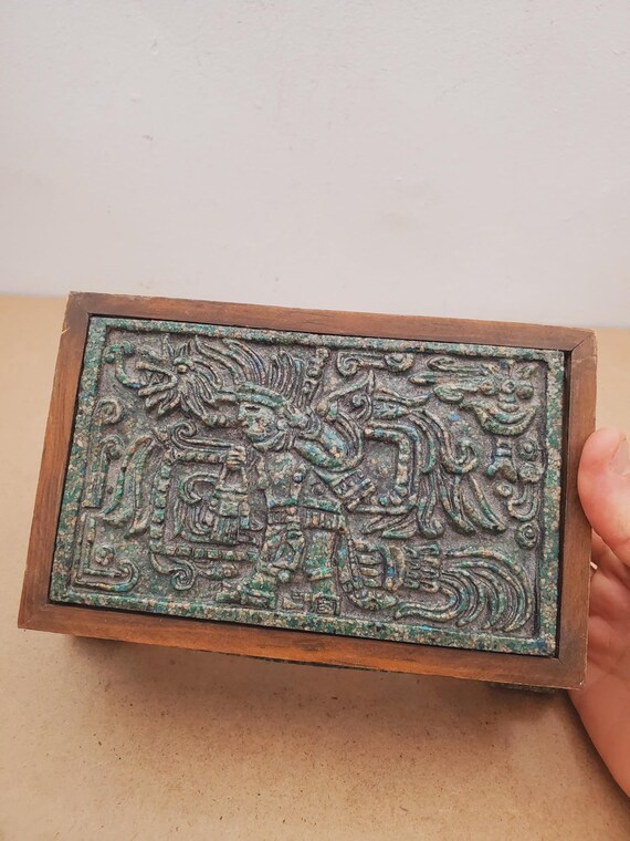 Azt Box Vintage Zarebski Original Mexican art jewelry box Azt… - Gem