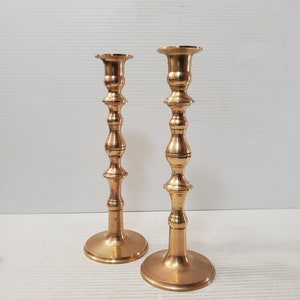 Vintage Brass Candlesticks -, Solid Brass Candle Holders, Sold together , Brass Wedding Decor, Antique Brass - set of tow