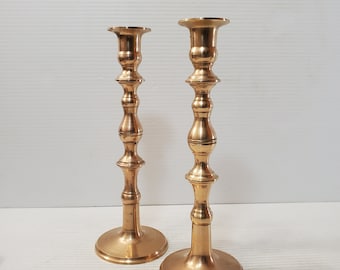 Vintage Brass Candlestick Holders | round Base |