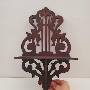 Hand Carved Wood Ornate Wall Shelf,Candlestick,Bohemian Home Decor,Carved Wood Shelf French Decor Rack, Wall Shelf,Mother&#39;s Day Gift