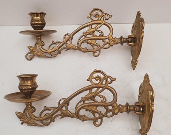 vintage Brass Wall Sconce Candle holder brass wall sconces candle sconces decorative candle sconce ornate wall decor set of tow