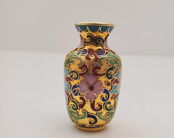 Vintage Miniature Cloisonne Enamel Bud Vase / Small Cloisonne Vase / Asian Cloisonne 2" Vase / Collectible Decor