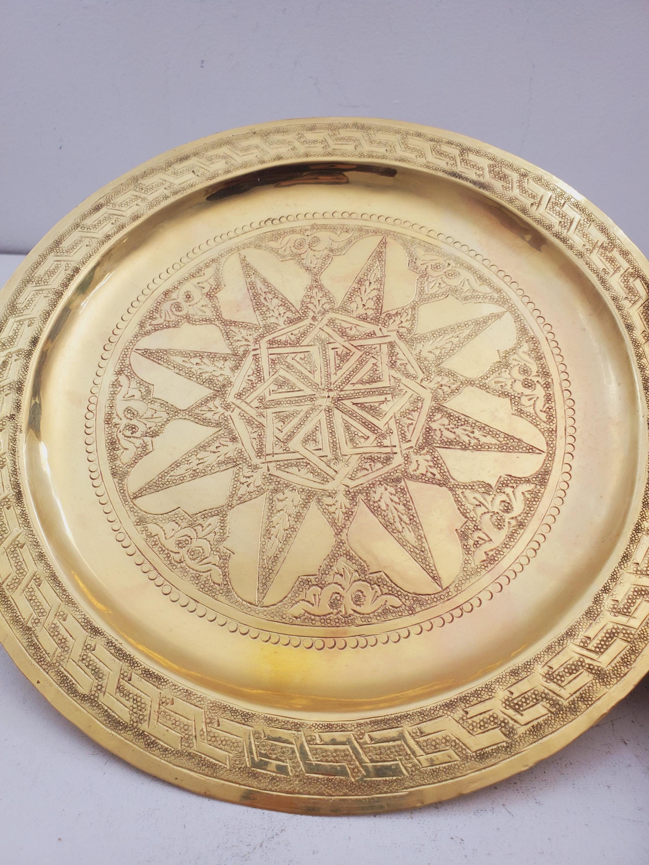 Vintage Brass Plate,small Brass Plate, Carved Trincket Plate