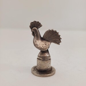 Rooster Chicken Bird Miniature Figurine Pewter Vintage Silver