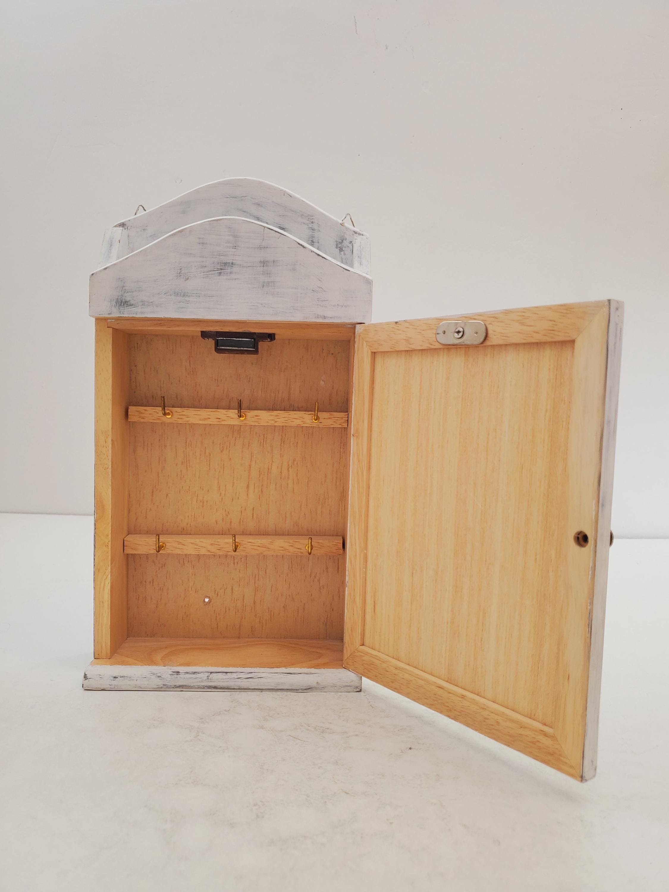 Portachiavi In Legno Con Serratura – 6 Ganci, Intaglio Vintage, Per Chiavi, Gioielli E Piccoli Oggetti