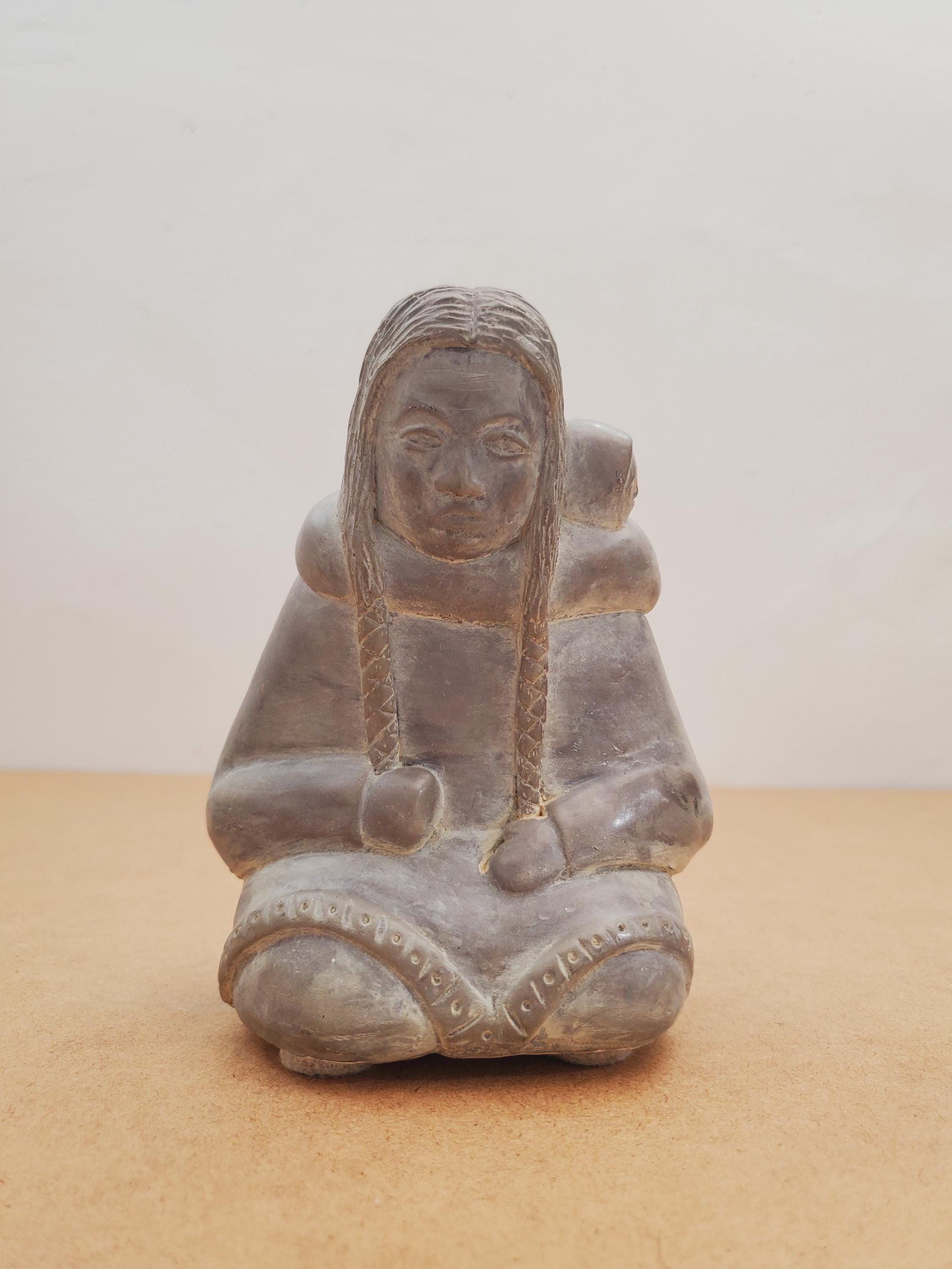 Hand Carved Inuit Sculpture Abbott Canada Soap Stone Carving