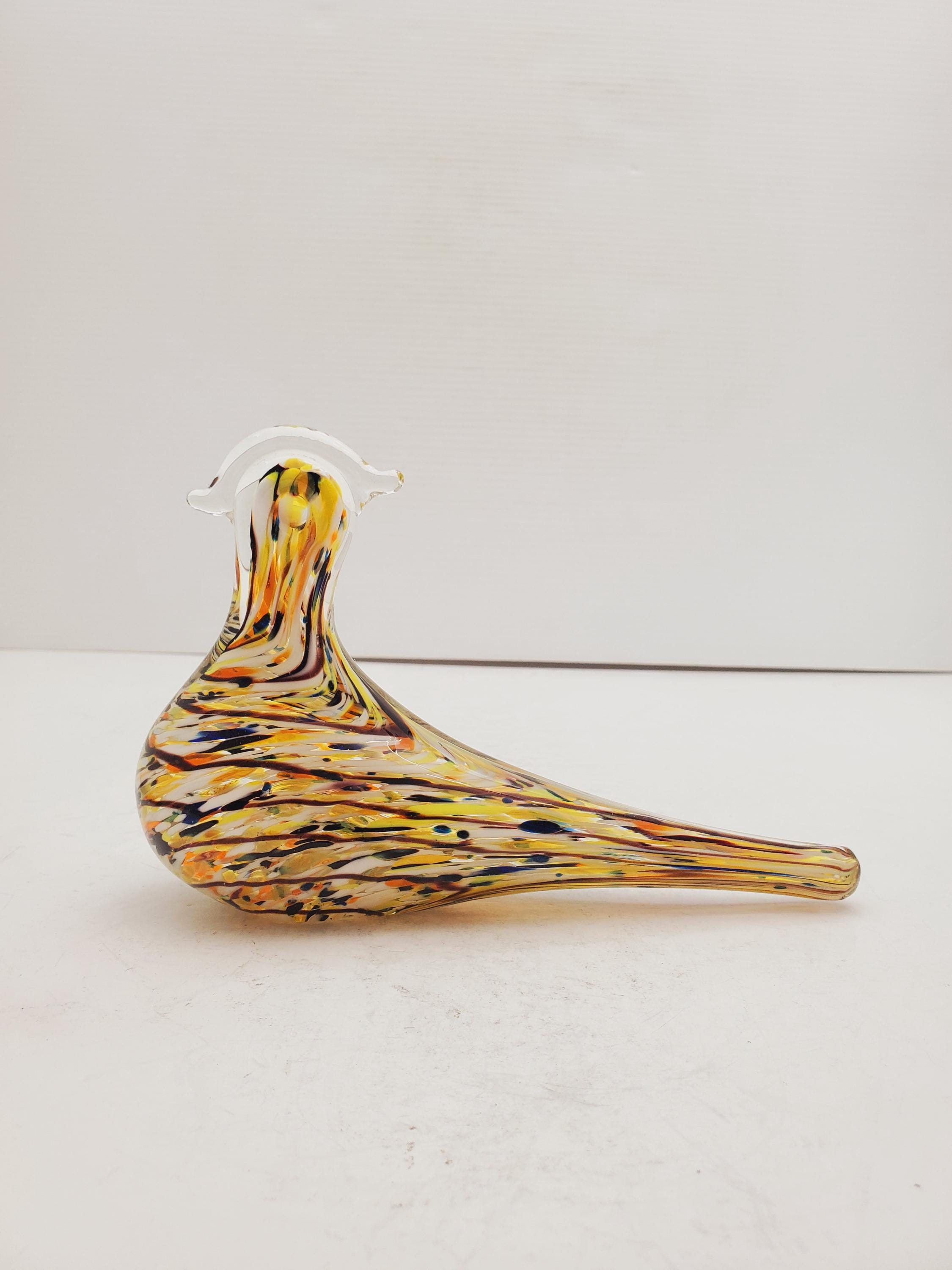 Salviati｜murano/ムラーノ｜ガラスオブジェクト｜青茶｜鳥｜ Salviati｜murano/ムラーノ｜ガラスオブジェクト｜青茶｜鳥