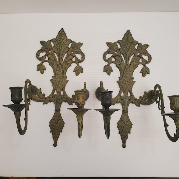 vintage Brass Wall Sconce Candle holder brass wall sconces candle sconces decorative candle sconce ornate wall decor set of tow