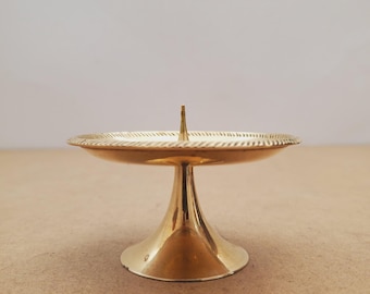 Vintage solid Brass candle holder. Candle Holder with Spike for pillar candle Altar candle holder.  candle stand