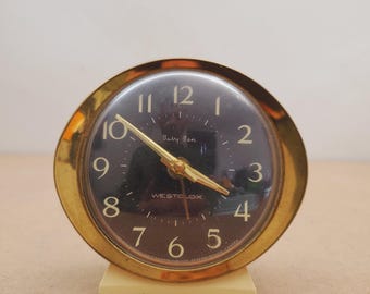 Vintage (1970s) Westclox Baby Ben Alarm Clock set, Squared Oval Goldtone face and frame, for mid-century decor, gift - Canada