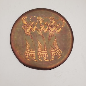 Antique bronze plate, Wall decor black and gold vintage metal plate, Wall plate, Hand made of bronze Metal plate nordic Ancient Egypt
