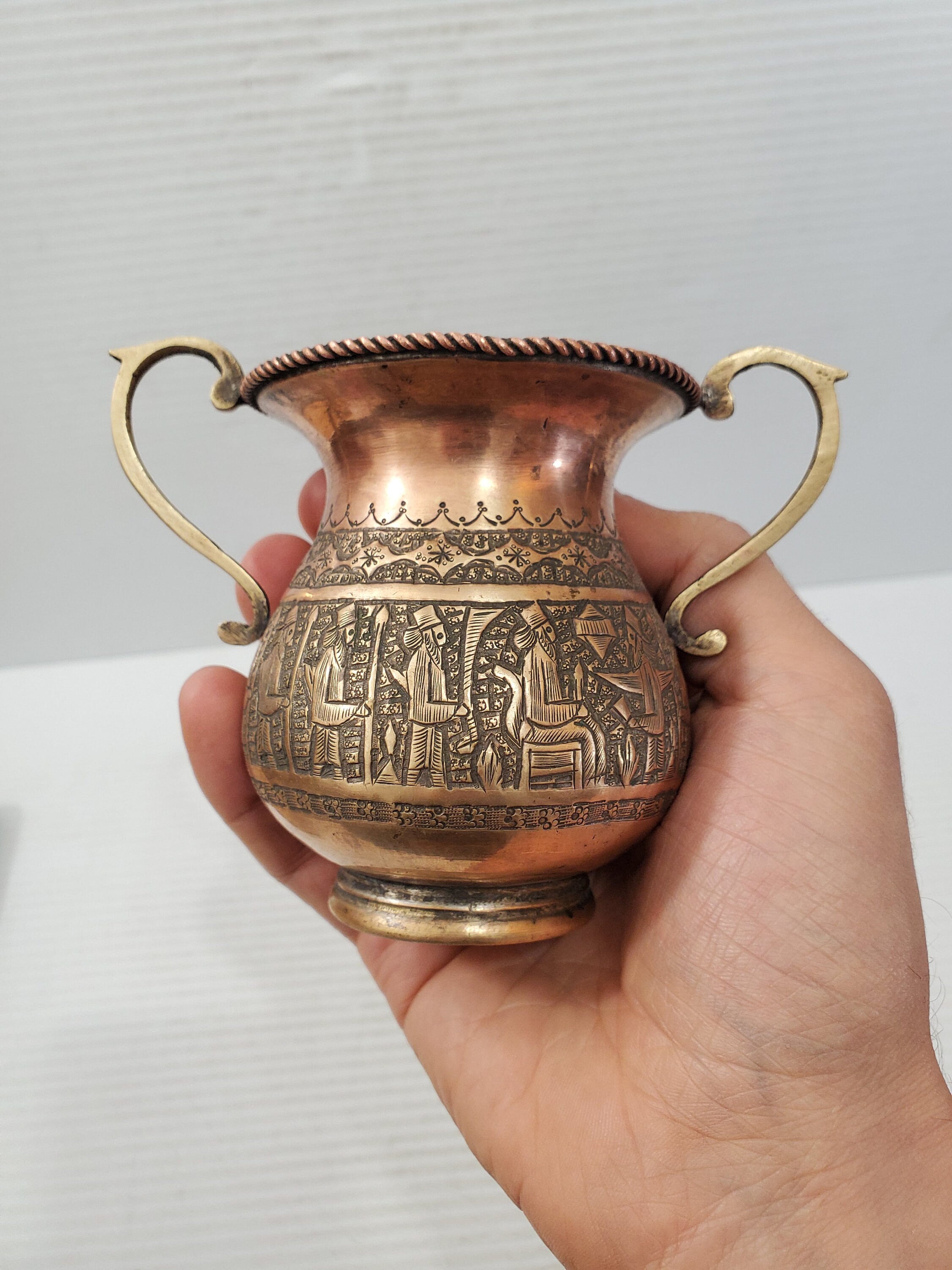 Exquisite 19th Century Persian Copper Vase , finely detailed