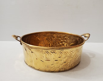 Vintage 1980s brass Planter, Plant Holder, Succulent Pot, brass Plant Pot, brass craft Guild, brass Bowl- made in india
