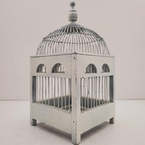 Vintage DRAHT & HOLZ VOGELkäfig, Holz / Metall Dome Top Vogelkäfig, Hochzeitsdeko, Kartenhalter, Vogelkäfig im viktorianischen Stil, dekorativer Vogelkäfig