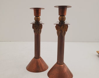 Vintage Brass Candlesticks -, Solid Brass Candle Holders, Sold together , Brass Wedding Decor, Antique Brass - set of tow