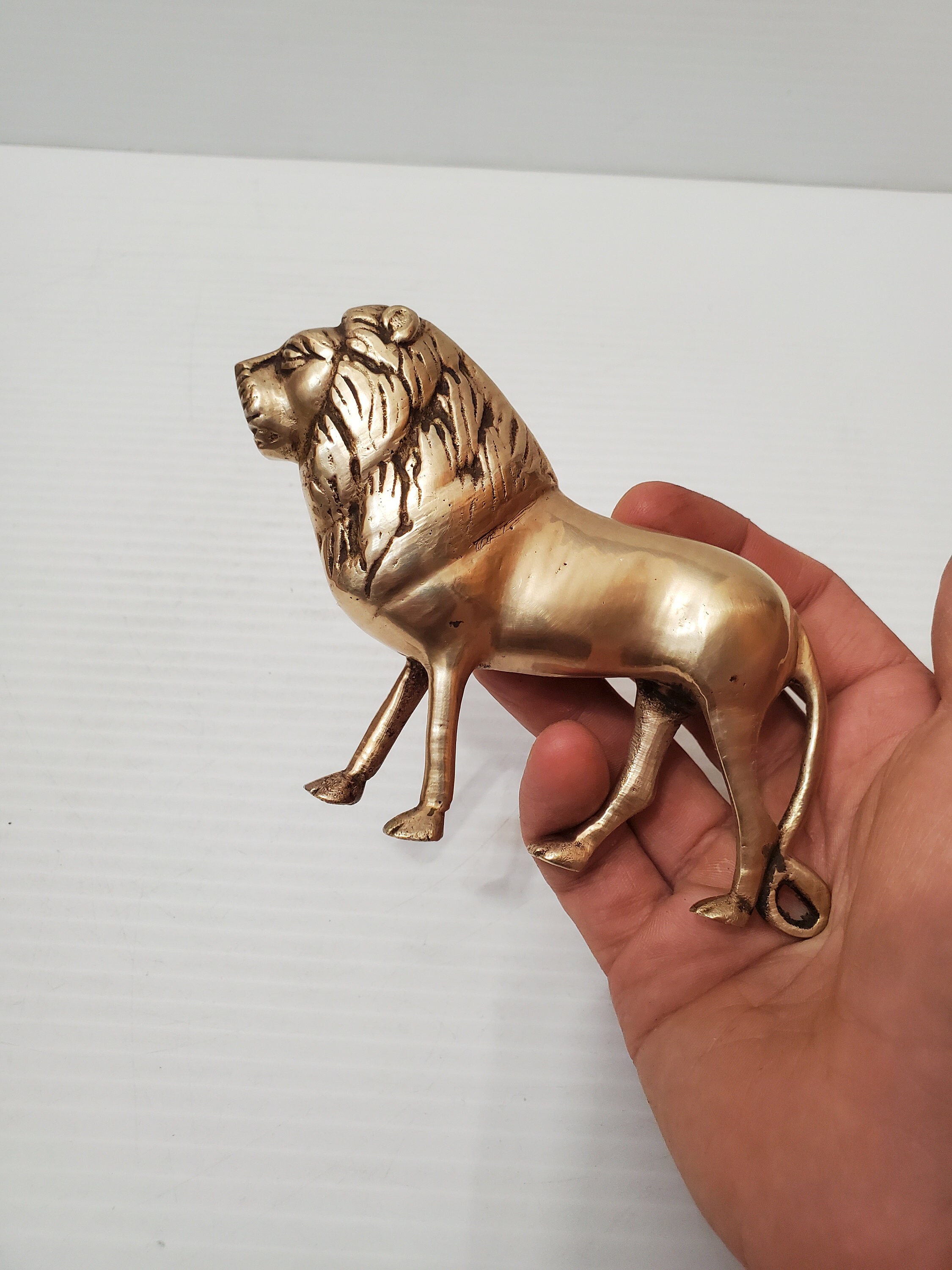 Vintage Brass Lion Brass Lion Mini Brass Lion Figurine Etsy