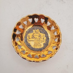 vintage Porcellane Artistiche bowl Hand Painted Motif Gold Platter Dish 7.5 cm diameter  ,very rare