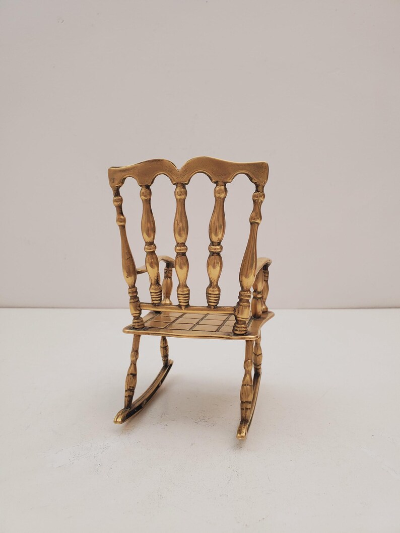 Decorative Vintage Brass Rocking Chair, Accent Piece, Doll Rocker ...