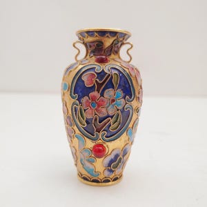 Vintage Miniature Cloisonne Enamel Bud Vase / Small Cloisonne Vase / Asian Cloisonne 2&quot; Vase / Collectible Decor