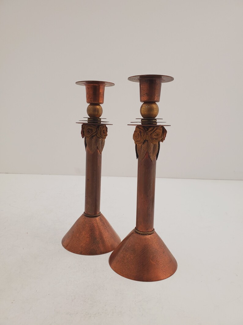 Vintage Brass Candlesticks , Solid Brass Candle Holders, Sold together , Brass Wedding Decor, Antique Brass set of tow image 7