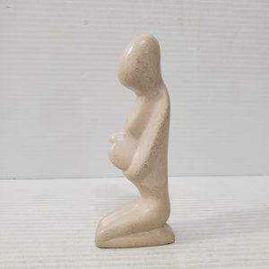 Vintage Soapstone Pregnant Mother Sculpture/Minimalist Modern/Made in Kenya