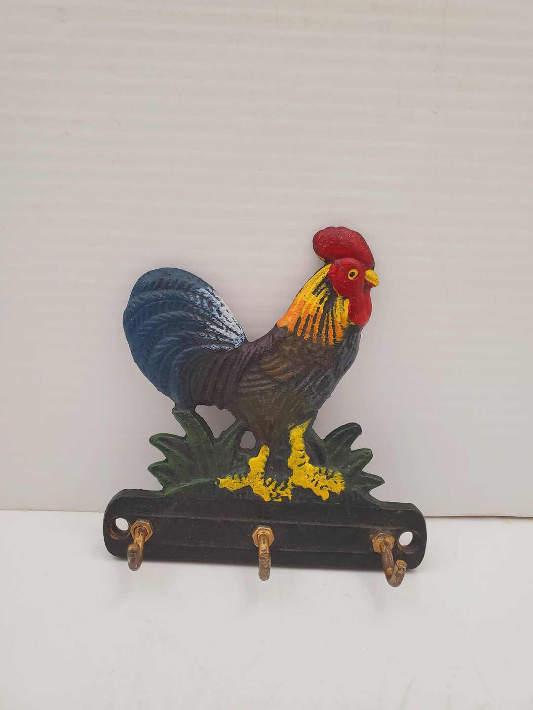 Roaster Key Rack Vintage Cast Iron Wall Rooster Key Holder Rack With (3) Hooks | Mid ...